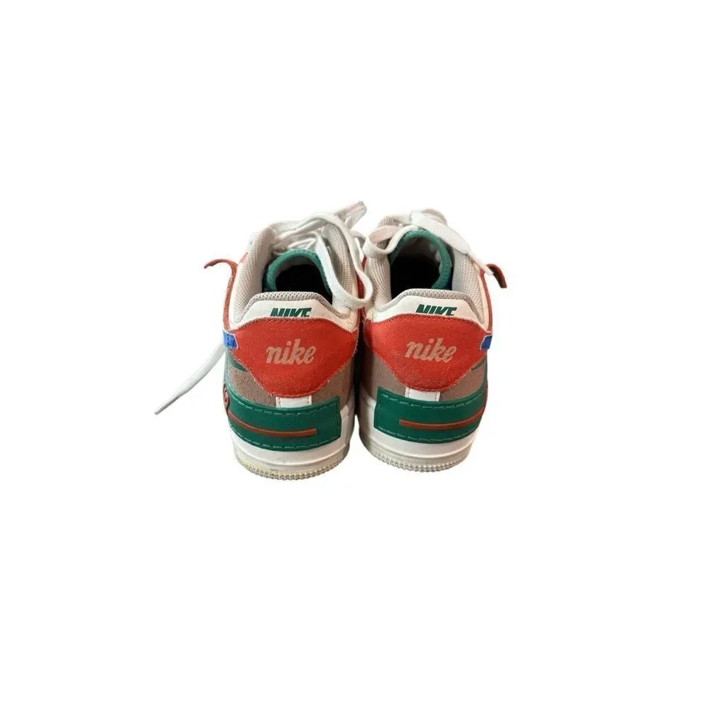 Nike Womens Blue Green Sail Signal Air Force 1 Shadow Sneaker Shoes Size 9.5